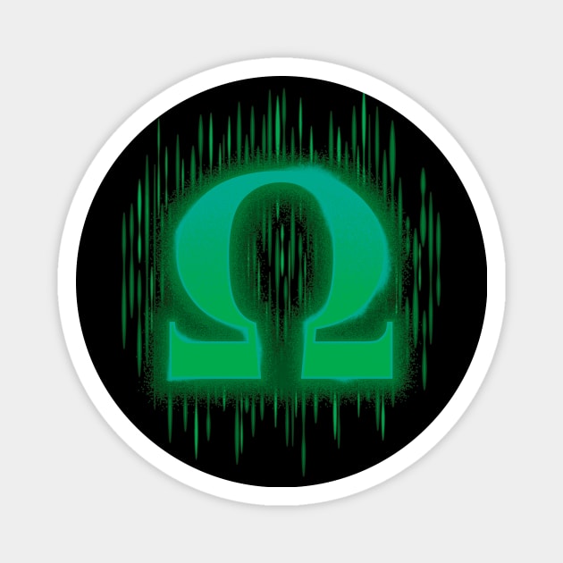 Greek Omega - Bluey Green Magnet by DCLawrenceUK